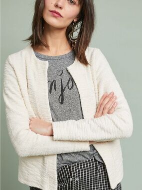 T.La Cream Bouclé Open-Front Sweater Cardigan
